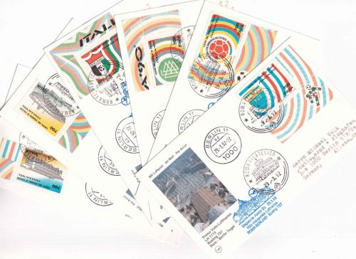 Italien Fussball-WM 1990 Marken ex Block 6 Lufthansa Erstflug-Belege Rom Berlin