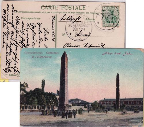 DR/DP Türkei - MSP No. 29 (SMS Goeben) 11.9.15 farb. AK Konstantinopel n. Berlin