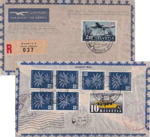 Schweiz - SWISSAIR Erstflug Genf/New York - Ableitung Montevideo/URUGUAY 2.5.47