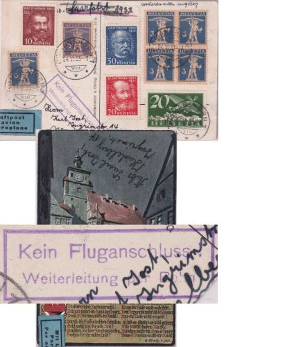 Schweiz - Zuleitungspost Saarfahrt LZ127 Luftpostkarte Romanshorn 24.6.33