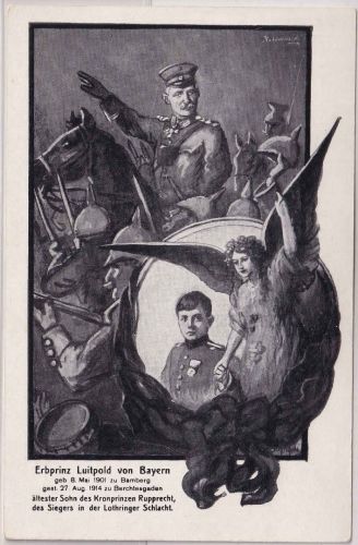 Bayern - Erbprinz Luitpold v. Bayern sw-Trauerkarte 1914 ungelaufen