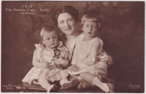 Bayern - Prinzessin Franz v. Bayern (Isabella v. Croy) m. Kindern sw-Foto-AK