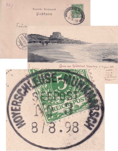 DR - Hoyerschleuse Munkmarsch Seepost No.3 Karte Westerland - Zittau 1898