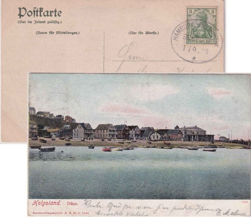 DR - Hamburg Helgoland Seepost Ovalstpl. Karte Helgoland - Dresden 1905