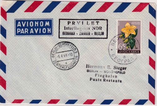 Jugoslawien - Interflug Erstflug Belgrad - Berlin/Ost 4.4.64