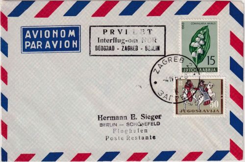 Jugoslawien - Interflug Erstflug Zagreb - Berlin/Ost 4.4.64