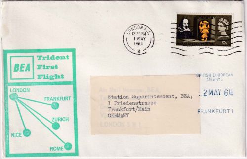 England - British European Airways BEA Erstflug London - Frankfurt a/M 1.5.64