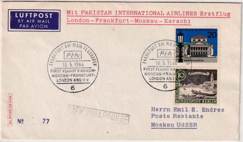 BRD - Pakistan International Airlines PIA Erstflug Frankfurt - Moskau 10.5.64
