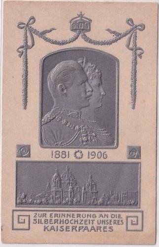 Preussen - Kaiserpaar Silberhochzeit 1881 1906 Prägekarte ungelaufen