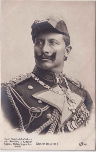 Preussen - Kaiser Wilhelm II. Brustbild Marineuniform Orden sw-Foto-AK