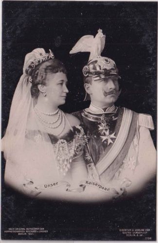 Preussen - Kaiserpaar Brustbild Paradeuniform Gardekorps sw-Foto-AK 1905
