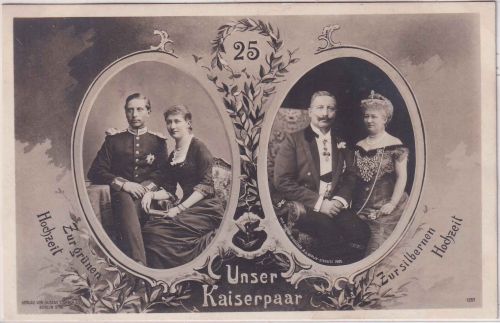 Preussen - Kaiserpaar Hochzeit u. Silberhochzeit sw-Foto-AK 1906