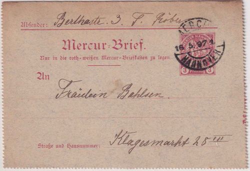 Hannover - Merkur 3 Pfg. Ganzsache/Kartenbrief 16.5.97