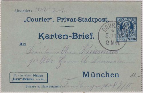 München - 3 Pfg. Ganzsache/Kartenbrief 5.11.98