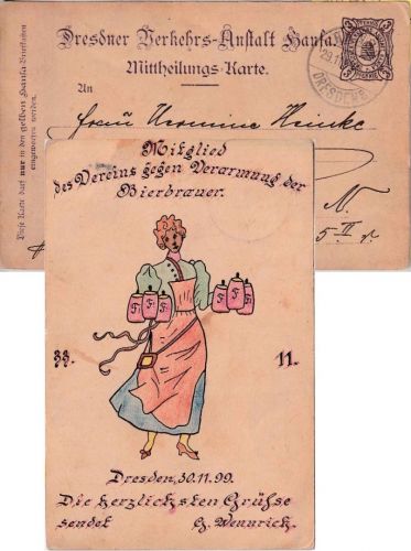 Dresden - Hansa 3 Pfg. Bienenkorb Ganzsache (col. Jux-Zeichnung !) 29.11.1899