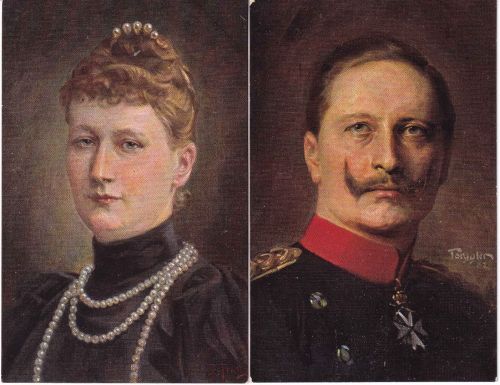 Preussen - Kaiser Wilhelm u. Auguste Victoria 2 farb. Künstler-AK ca, 1910