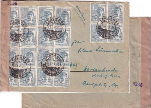 All.Bes./Währungsreform - 20x12 Pfg. Arbeiter Zensurbrief Leipzig N22 - 31.7.48