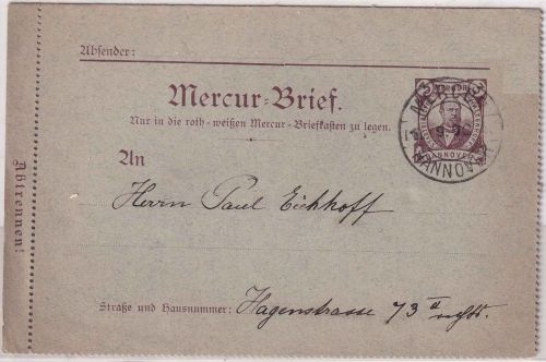 Hannover - Mercur 3 Pfg. Stadtdirektor Ganzsache/Kartenbrief 1.9.92