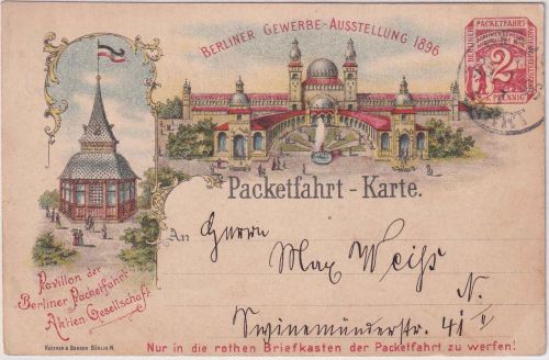 Berlin - Paketfahrt 2 Pfg. Sonderganzsache Gewerbeausstellung 25.7.96