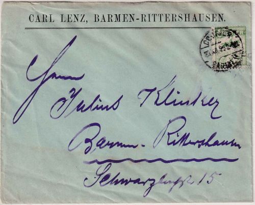 Wuppertal - Courier Barmen-Elberfeld 3 Pfg. Reitender Bote Brief 29.12.99