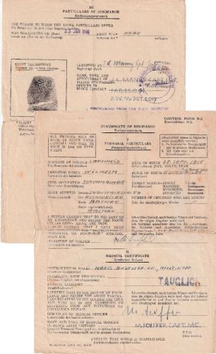 All.Bes. - Entlassungsschein Kriegsgefangener Eschweiler/Münster 23.1.46