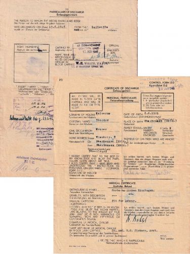 All.Bes. - Entlassungsschein Kriegsgefangener Oberhausen/Cloppenburg 13.6.46