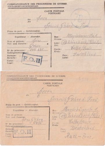All.Bes./Belgien - Lager FOII (Andenne) Kriegsgefangenenkarte/-brief 1947