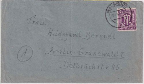 AM-Post - Walsrode 18.1.46 Brief n. Berlin - Absender "Lager Graesbeck"