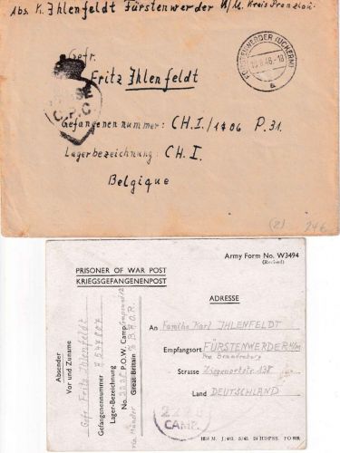 All.Bes./England/Belgien - Kriegsgefangenenbrief/-karte POW-Camp 2228/ Lager CHI