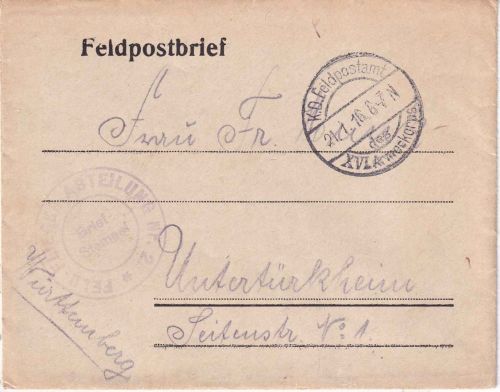 DR - Feldflieger-Abteilung Nr. 2/XVI. Armeekorps Feldpostbrief 21.1.16