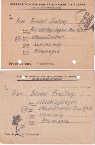 All.Bes./Belgien - Lager CE I (Maurage) 2 Kriegsgefangenenbriefe 8.9.46/7.10.46