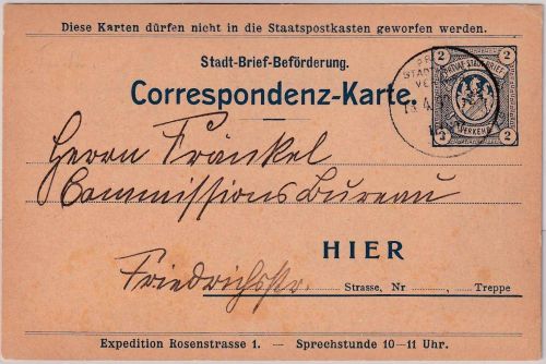 Fürth - Privat-Stadt-Brief-Verkehr 2 Pfg. Wappen Ganzsache/Karte 13.4.98