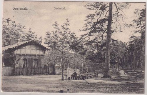 Berlin - Grunewald Saubucht sw-AK gelaufen 1905