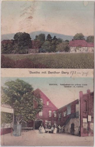 NRW - Benthe Ortsansicht Vereinshaus farb. Mehrbild-AK gelaufen 1912
