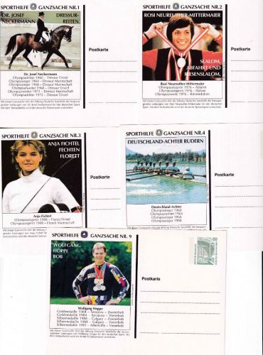 BRD - Sporthilfe Privatganzsache ex Nr.1 bis 62 - 59 versch. Stück ungebraucht