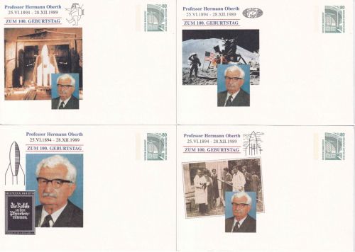 BRD - 4x80 Pfg. SWK Privatganzsachen 100. Geburtstag Prof. H. Oberth ungebraucht