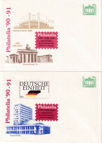 DDR/VGO - 4x50 Pfg. Privatganzsachen/Umschläge Philatelia'90-91 ungebraucht