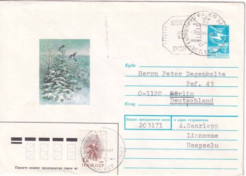 Estland - 5 Kop. Aushilfsganzsache/Zudruck Brief Linnamae - Berlin 1991