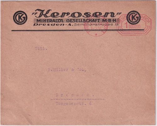 DR-Infla - Dresden-Altstadt 17.10.23 1 Mio. Postfreistempel Firmendrucksache