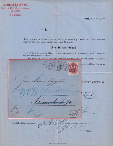 Preussen - 1 Sgr. Adler Ortsbrief Ra3 Berlin Post-Exp. 18 - 16.8.65 Nachporto !