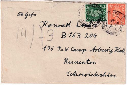 England - POW-Camp 77 (Annsmuir) Kriegsgefangenenbrief ins POW-Camp 196 - 2.9.47