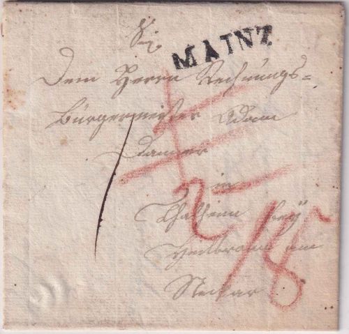 Thurn & Taxis/Württemberg - Mainz L1 Portobrief n. Thalheim b. Heilbronn 1815