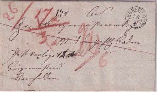 Thurn & Taxis/Baden - Beerfelden 18/4 (1840) K1 Postvorschußbrief n. Mudau