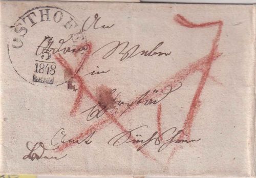 Thurn & Taxis/Baden - Osthofen 7.7.1848 K1 Portobrief n. Sinsheim - mit Inhalt
