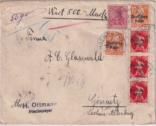 DR-Infla - 3x50 Pfg. By-Abschied/DR u.a. Wertbrief Hochspeyer - Gössnitz 12.1.21