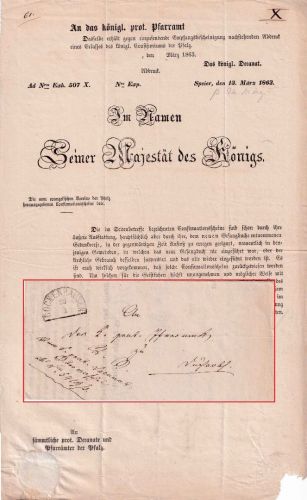 Bayern - Rockenhausen 23/3 (1863) Kirchensache (Inhalt !) n. Obermoschel