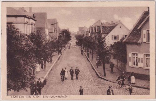 Hessen - Lampertheim Ernst-Ludwigstraße sw-AK/Feldpost 1916