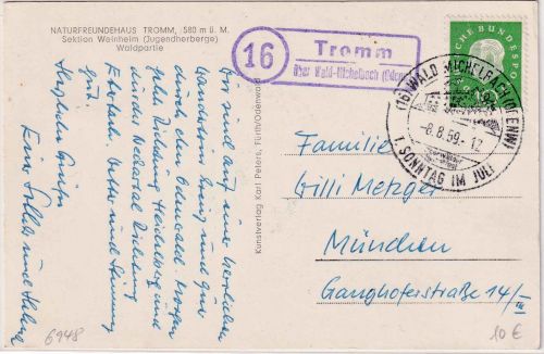 BRD - (16) Tromm ü. Wald Michelbach Landpost-Ra Karte n. München