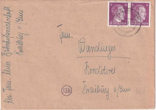 DR - 2x6 Pfg. AH Ortsbrief Kraiburg (Inn) 11.2.45