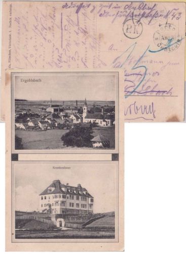 Bayern - Ergoldsbach 1917 unfrankierte AK n. Windsbach Portokontrolle Ansbach